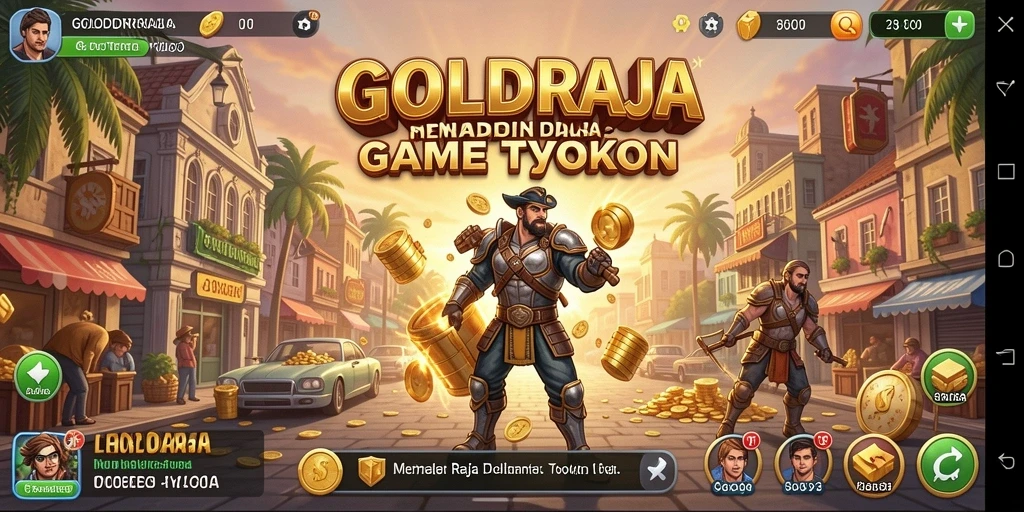 Tangkapan layar gameplay <strong>GOLDRAJA</strong> yang menunjukkan interaksi manajemen bisnis.