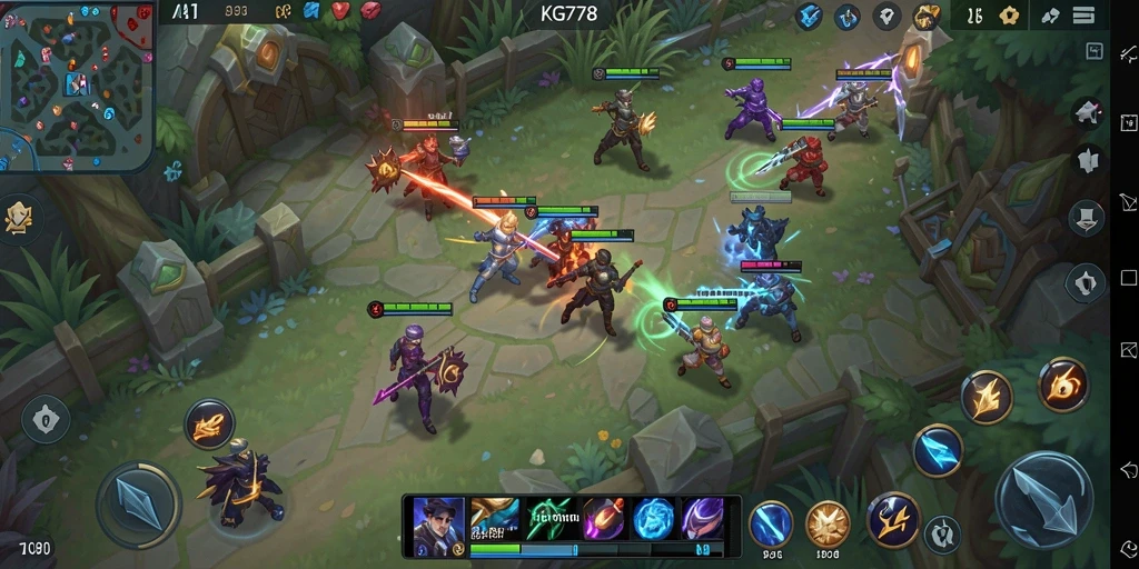 Tangkapan layar utama KG778 menampilkan pertarungan epik dalam game MOBA.