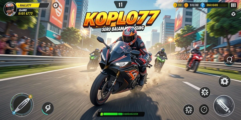 Gameplay seru KOPLO77 dengan balapan motor mendebarkan.