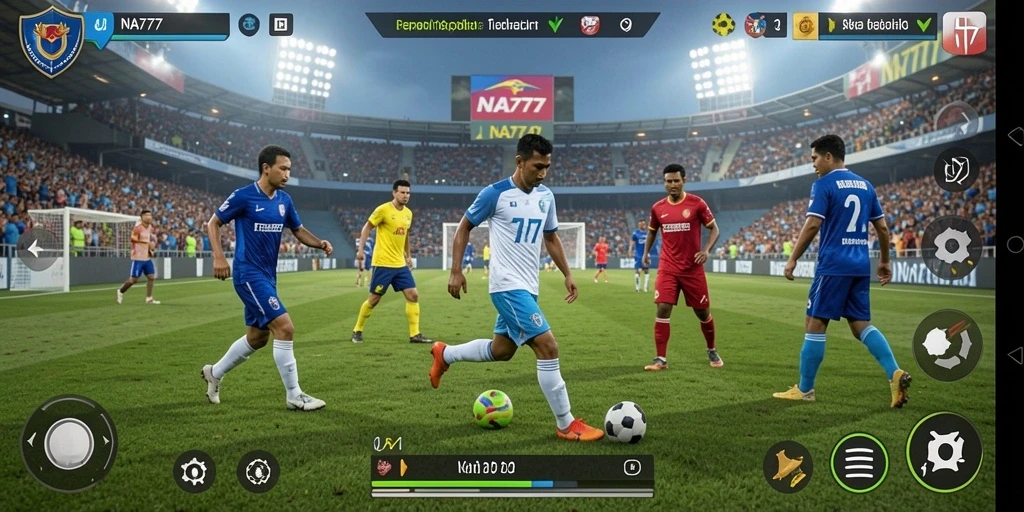 Tampilan gameplay NA777 yang mendebarkan saat pertandingan sepak bola.